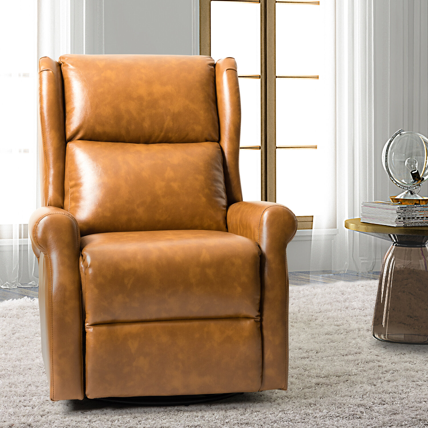 camel leather rocker recliner