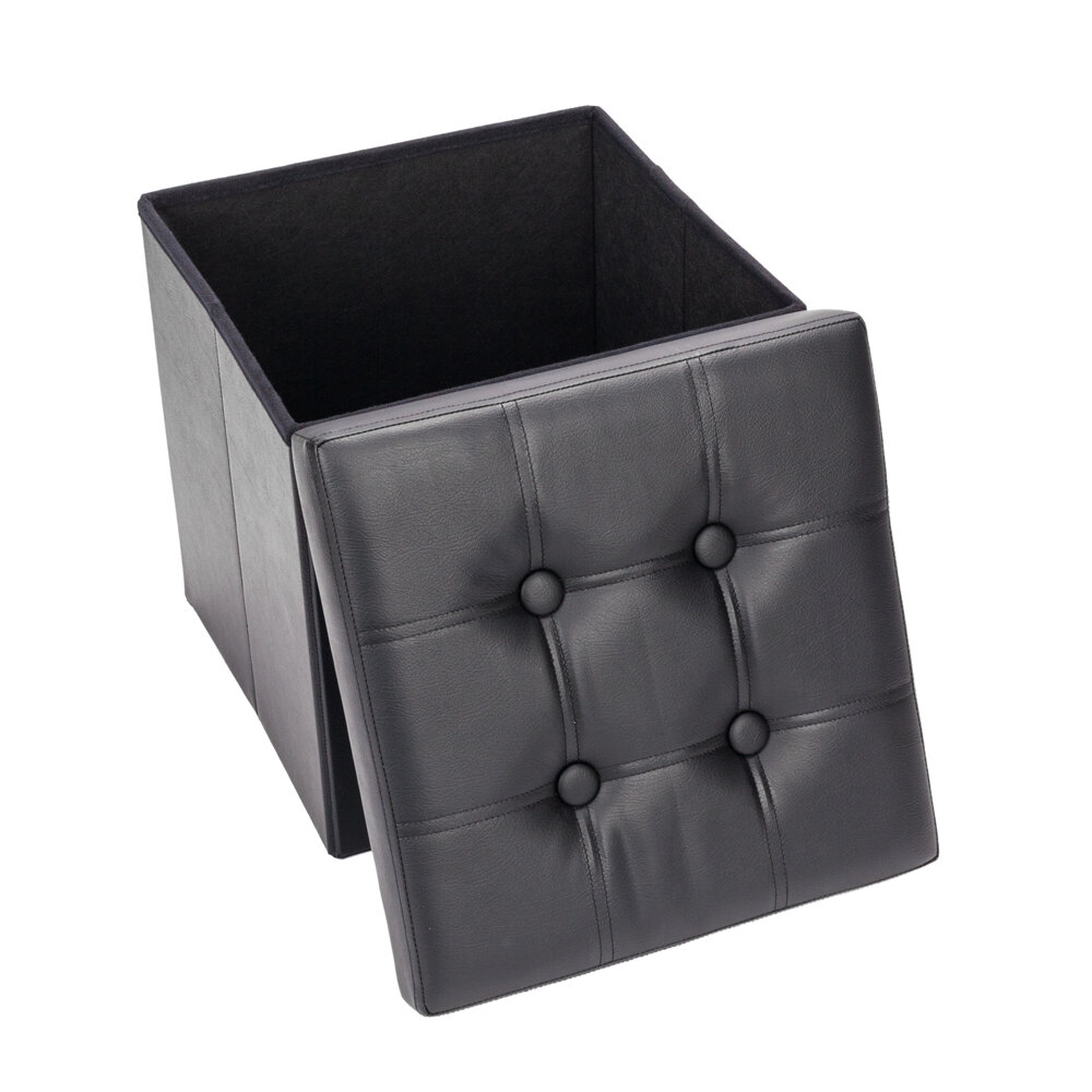 New Star Shaped Folding Ottoman Seat Stool Toy Storage Box Faux Leather Pouffe