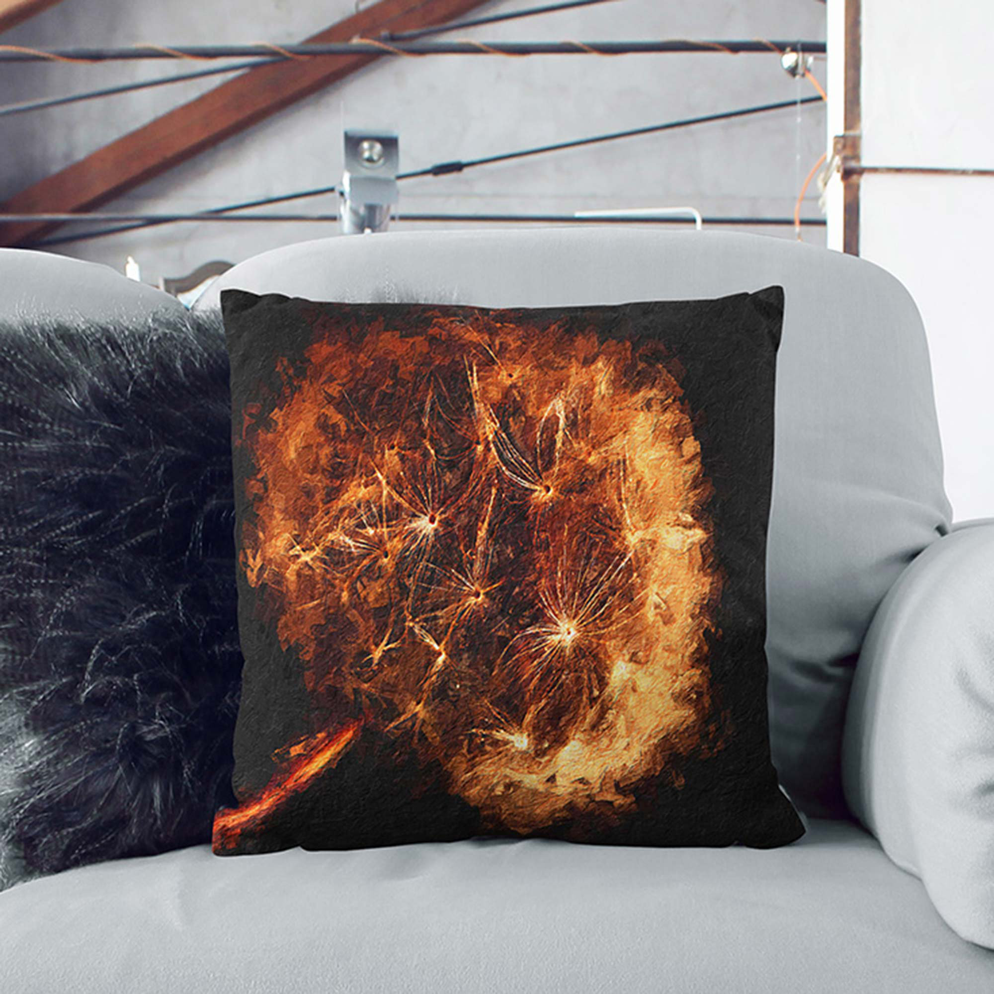 dandelion throw pillow