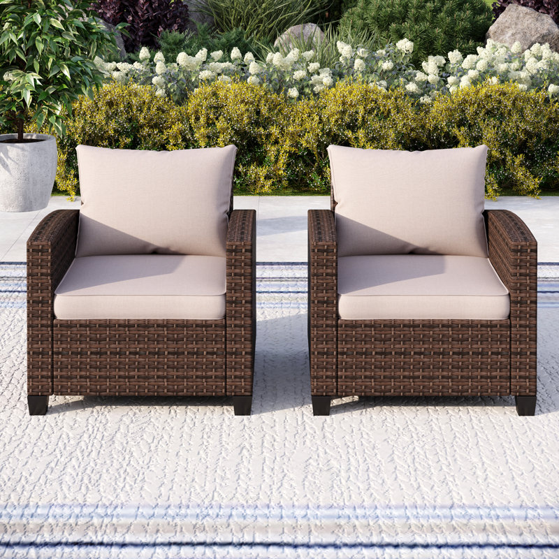 Argyri Patio Chair with Cushions Cushion Color: Beige