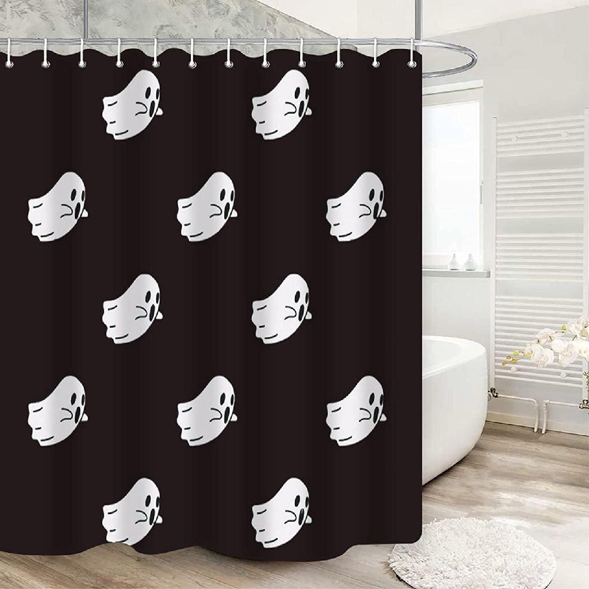 72x72" Christmas Bath Decor Bathroom Polyester Fabric SHOWER CURTAIN MAT 12HOOKS 