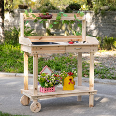 Greenhouse Repotting Stand Relaxdays Planter Table with Metal Top Wooden Balcony 86x92x41 White Garden 