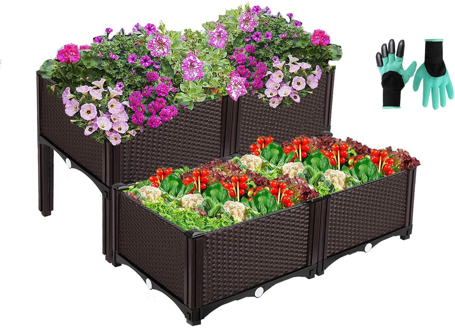 Arlmont & Co. Elevated Planters Raised Garden Beds Plastic, Vegetables