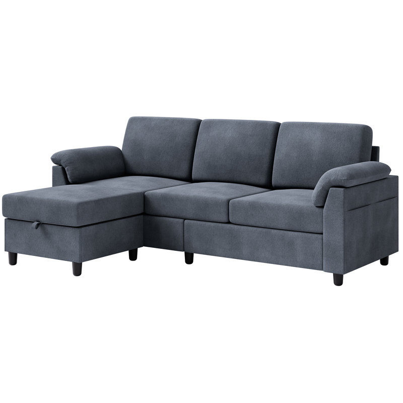 Ashleh 79.1" Square Arm Modular Sofa Body Fabric: Dark Gray Cotton Blend ( set incomplete) 