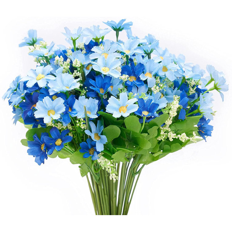 Primrue Artificial Flowers For Decoration 6 Bundles Fake Flowers Blue Silk Flowers With Stems Outdoor Artificial Plants Flowers Faux Flowers Bulk Spring Daisy Farmhouse Fake Plants For Home Decor Indoor Wayfair