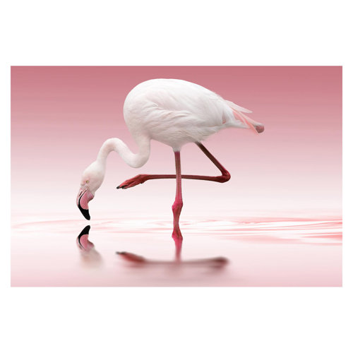 Flamingo Dance 2.25m x 3.36m Textured matt Peel & Stick Wall Mural East Urban Home