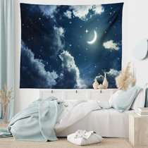 Crescent Rose Art Tapestry Wall Hanging Moon Tapestry Wall Blankets Home Decor 