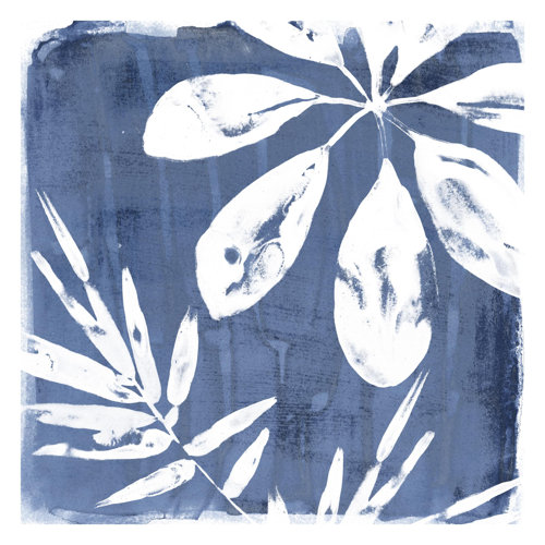 Tropical Leaves in Indigo 1.92m x 1.92m Textured Matt Peel & Stick Wall Mural East Urban Home