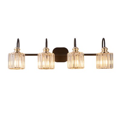 Morden Rose Gold 3/4-light Bathroom Dimmable Crystal Vanity Lights Wall Soonces