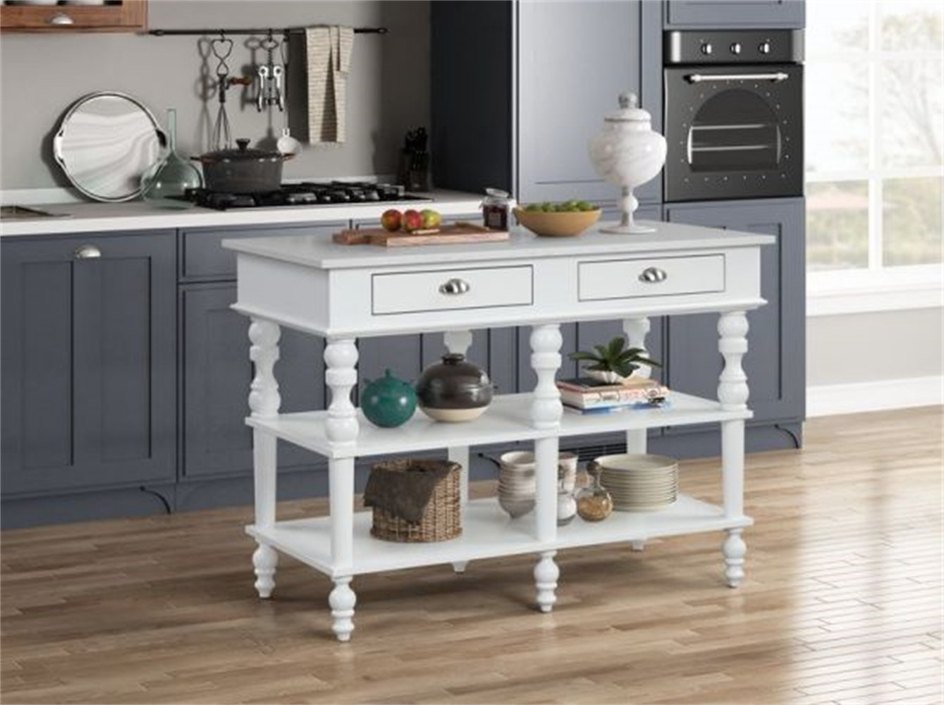 Canora Grey Amirion 48'' Wide Rolling Kitchen Island with Marble Top