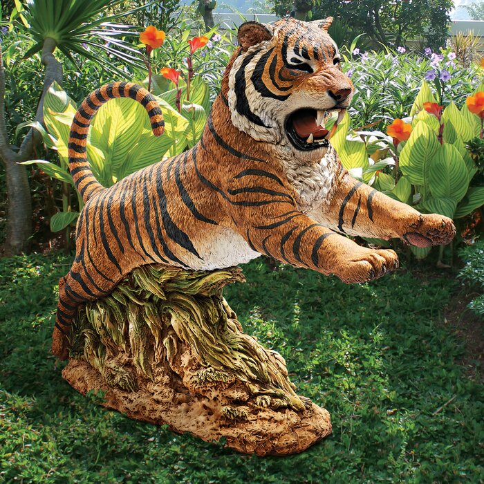 Chán mấy con chim dể sợ Jungle+Cat+Leaping+Bengal+Tiger+Statue