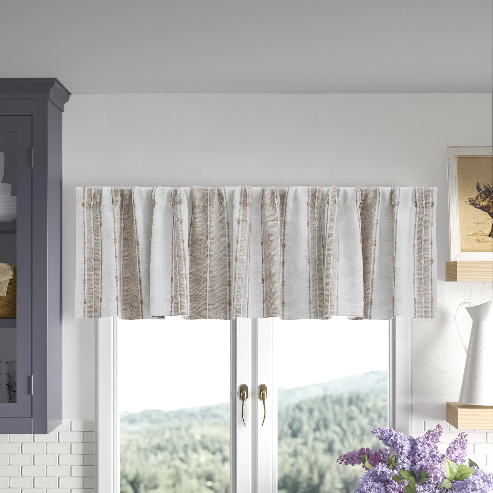Yarn Rod Pocket Sheer Curtain Valance for Kitchen Bathroom Small Windows 