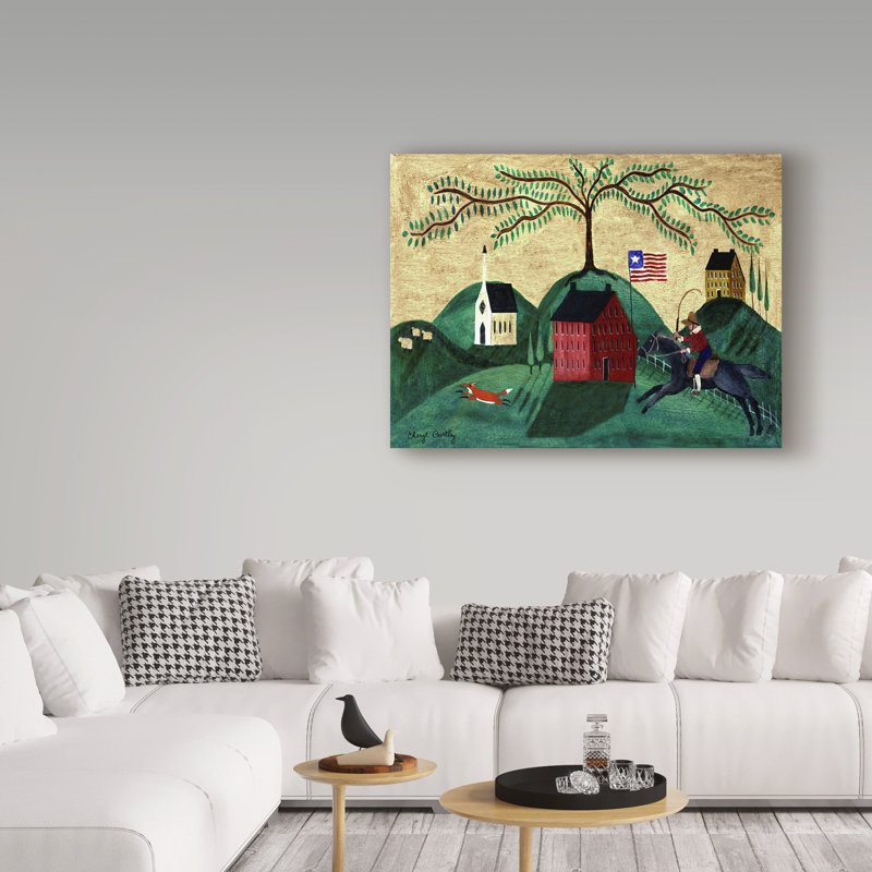 August Grove Horse Fox Willow Tree Acrylic Painting Print On