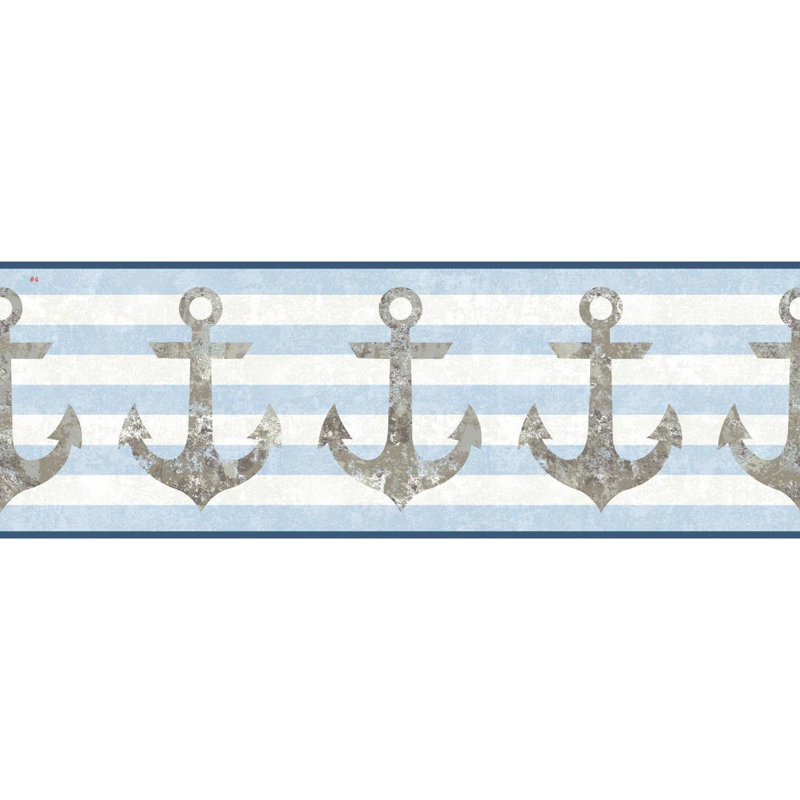 York Wallcoverings Nautical Living Anchors Away Stripe 15 L X 9