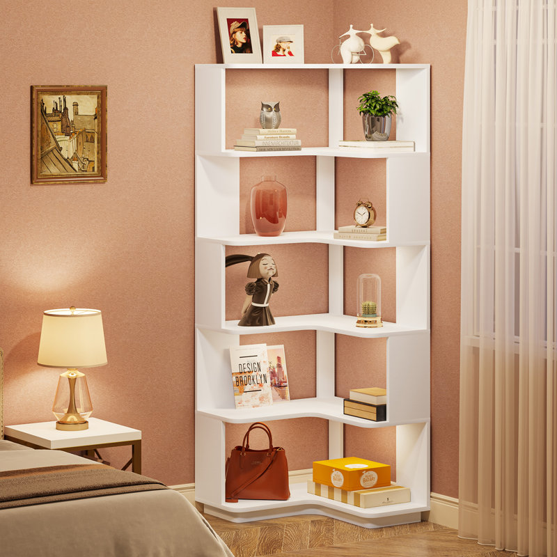 Nyajiah 64.96" H x 23.62" W Corner Bookcase Color: White