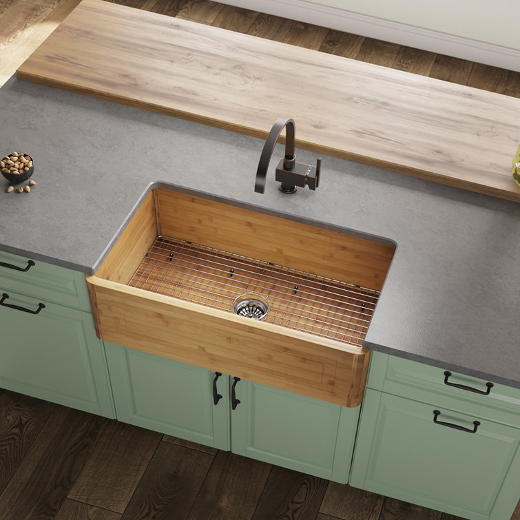 mrdirect evier de cuisine a tablier frontal 33 po x 18 po bamboo et commentaires wayfair ca