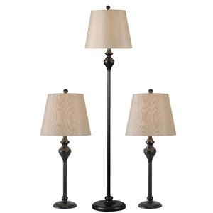 Peoria 3 Piece Table and Floor Lamp Set