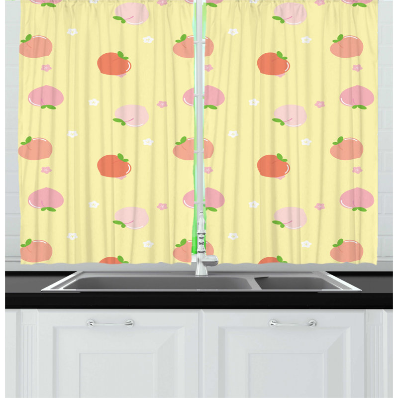 East Urban Home Peach Colors Repetitive Fruit with Leaves ...