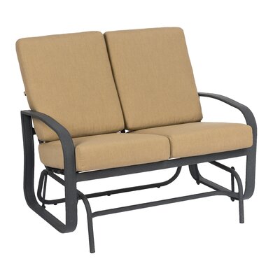 Cayman Isle Loveseat With Cushions Woodard Frame Color Textured Black Cushion Color Linea Gold