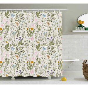 Menthe Herbs Flowers Shower Curtain