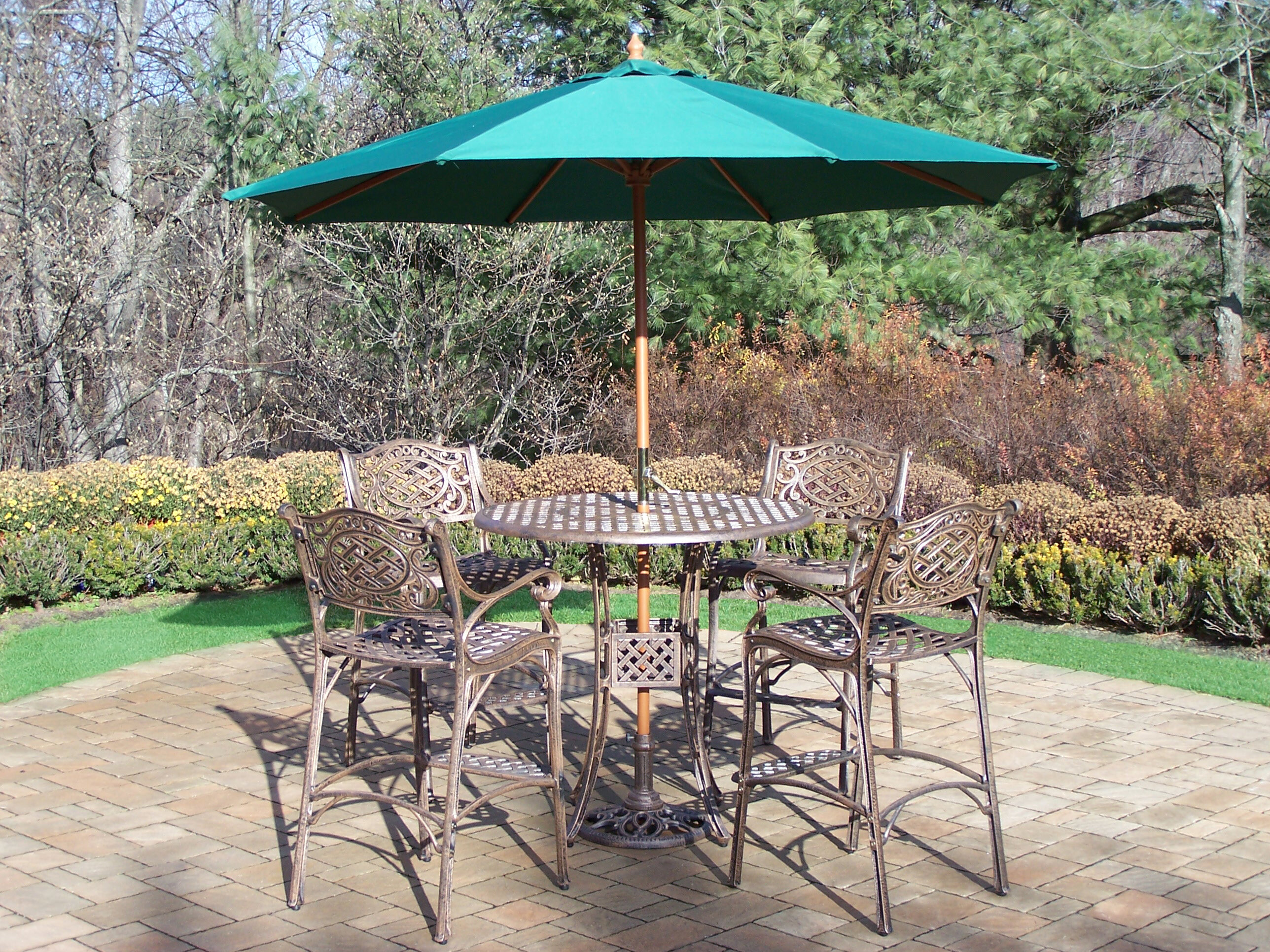 Astoria Grand Thelma 5 Piece Bar Height Dining Set With Umbrella Wayfair