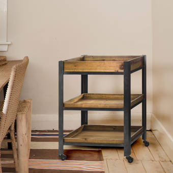 Williston Forge Newquay Wood Metal Rolling Storage With Shelves Bar Cart Reviews Wayfair