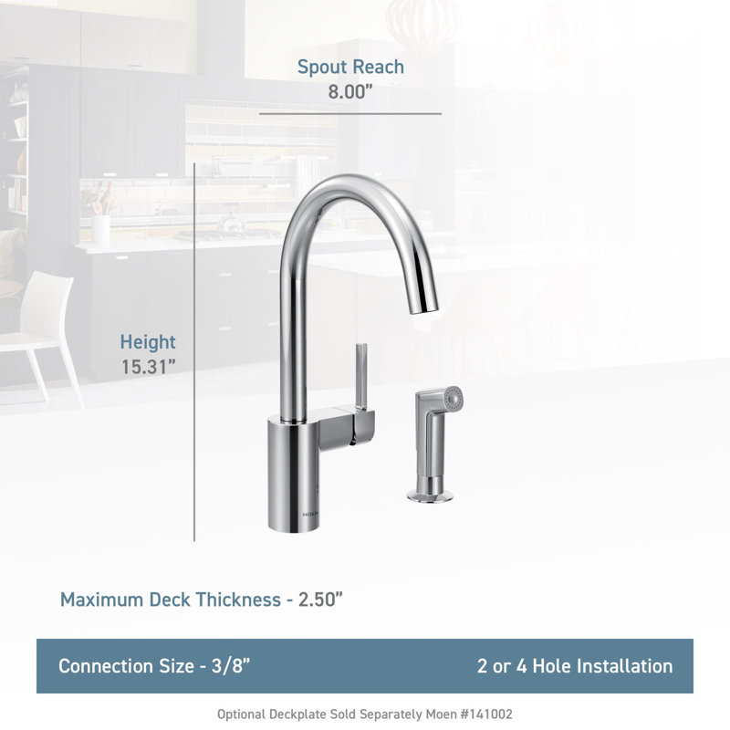 7165srs Moen Align Single Handle Kitchen Faucet With Side Spray