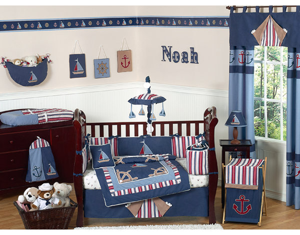 Sweet Jojo Designs Nautical Nights 9 Piece Crib Bedding Set Nights 9 Piece Crib Bedding Set
