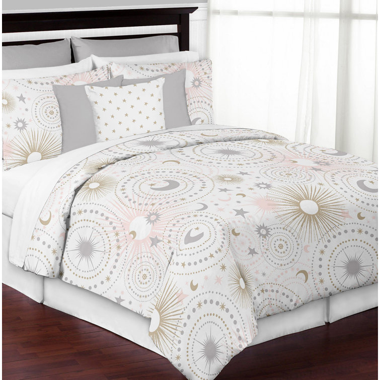 sweet jojo designs celestial pink white gray microfiber modern contemporary comforter set reviews wayfair