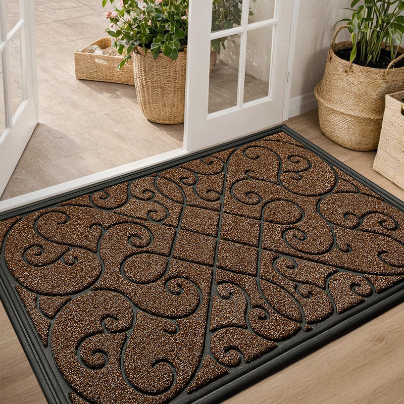 Filion Durable Non-Slip Door Mat Color: Brown, Mat Size: 24" W x 35" L