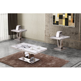 Marazi Marble 3 Piece Coffee Table Set by Everly Quinn Reviews