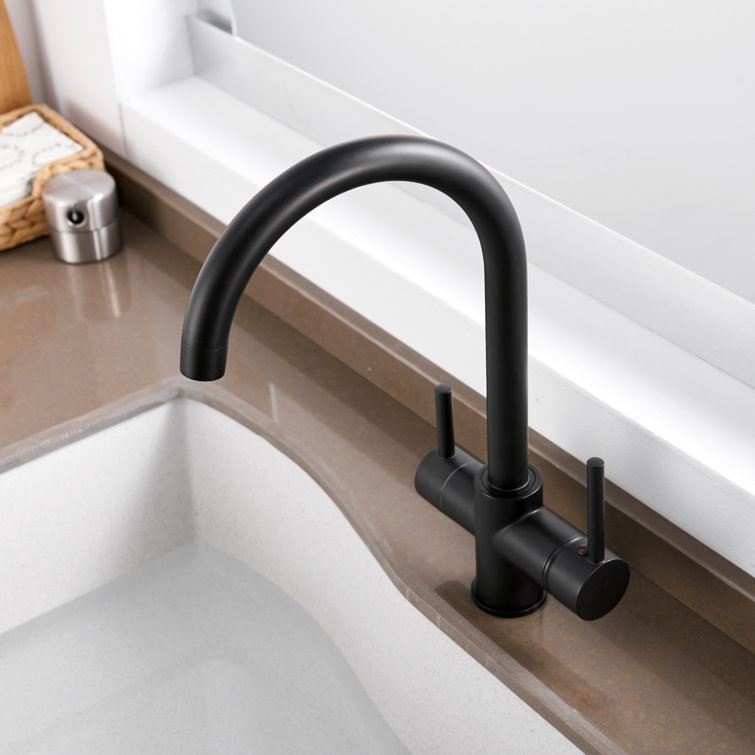 Water Filter Non-Air-Gap Double Handle Kitchen Faucet with Accessaries