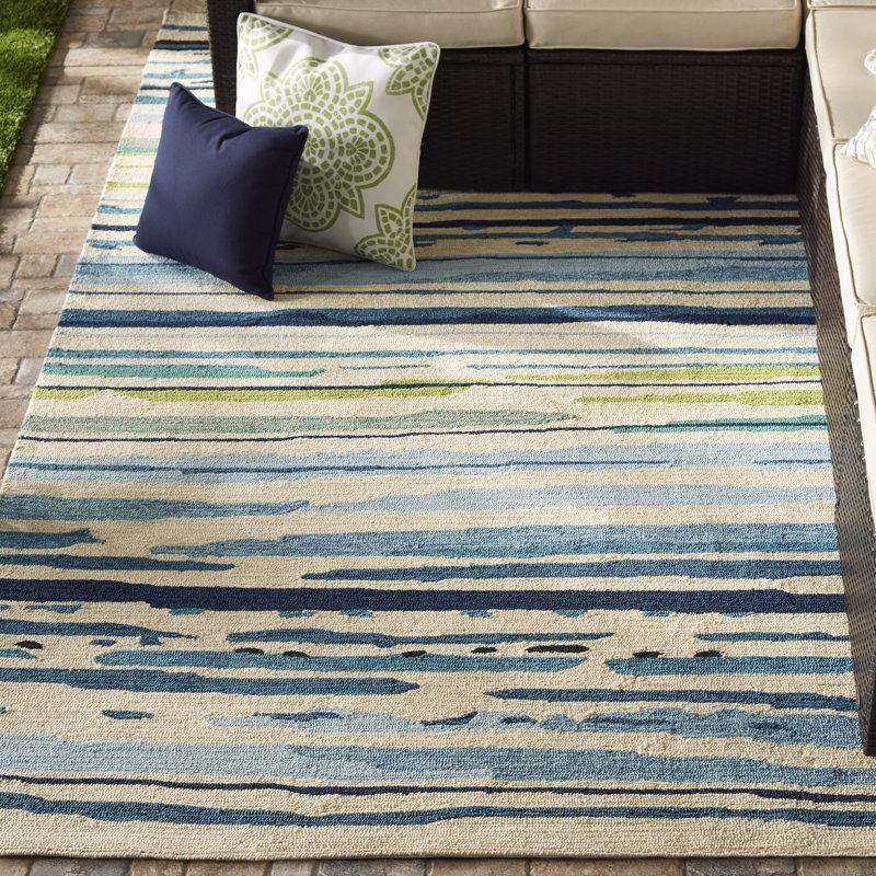 Angelina Hand Hooked Polypropylene Blue Green Outdoor Area Rug Angelina Hand Hooked Polypropylene Blue Green Outdoor Area Rug