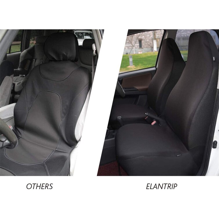 Gray and Black 2 PC Elantrip Waterproof Front Car Seat Covers Set Universal Fit Bucket Seat Protector Airbag Compatible for Cars SUV Truck 