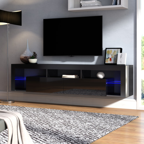 Details about   Wall Mounted Media Console Floating TV Stand Component Shelf Storage 