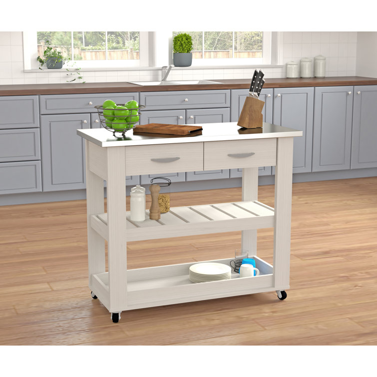 Laurel Foundry Modern Farmhouse Barfleur Kitchen Cart With Stainless Steel Top Wayfair