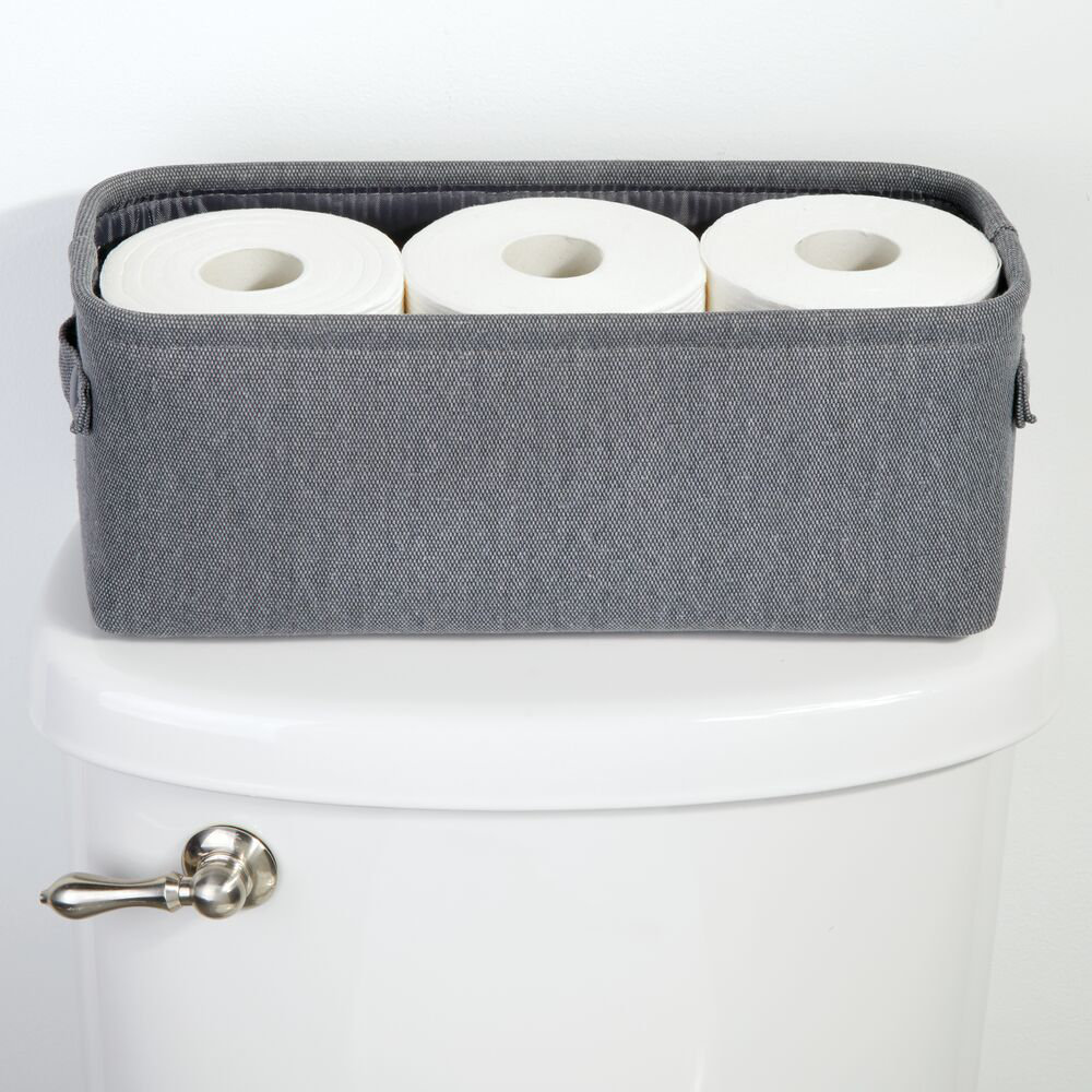2 Pack Dark Gray For Back of Toilet mDesign Fabric Bathroom Storage Bin 