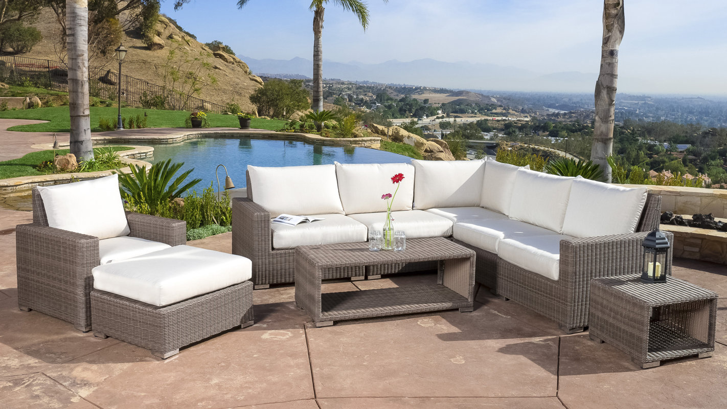 Coleridge 9 Piece Rattan Sectional Set with Cushions