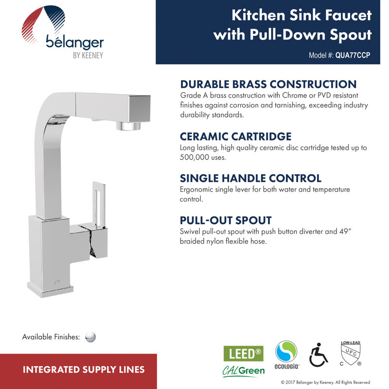 Keeney Manufacturing Company Pull Out Single Handle Kitchen Faucet