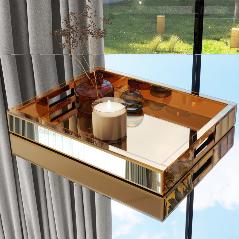 Alika 18" Mirrored Glass Decorative Tray Finish: Bronze