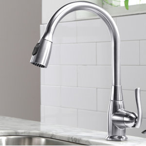 Premium Faucets Pull Down Single Handle Kitchen Faucet with Optional Soap Dispenser