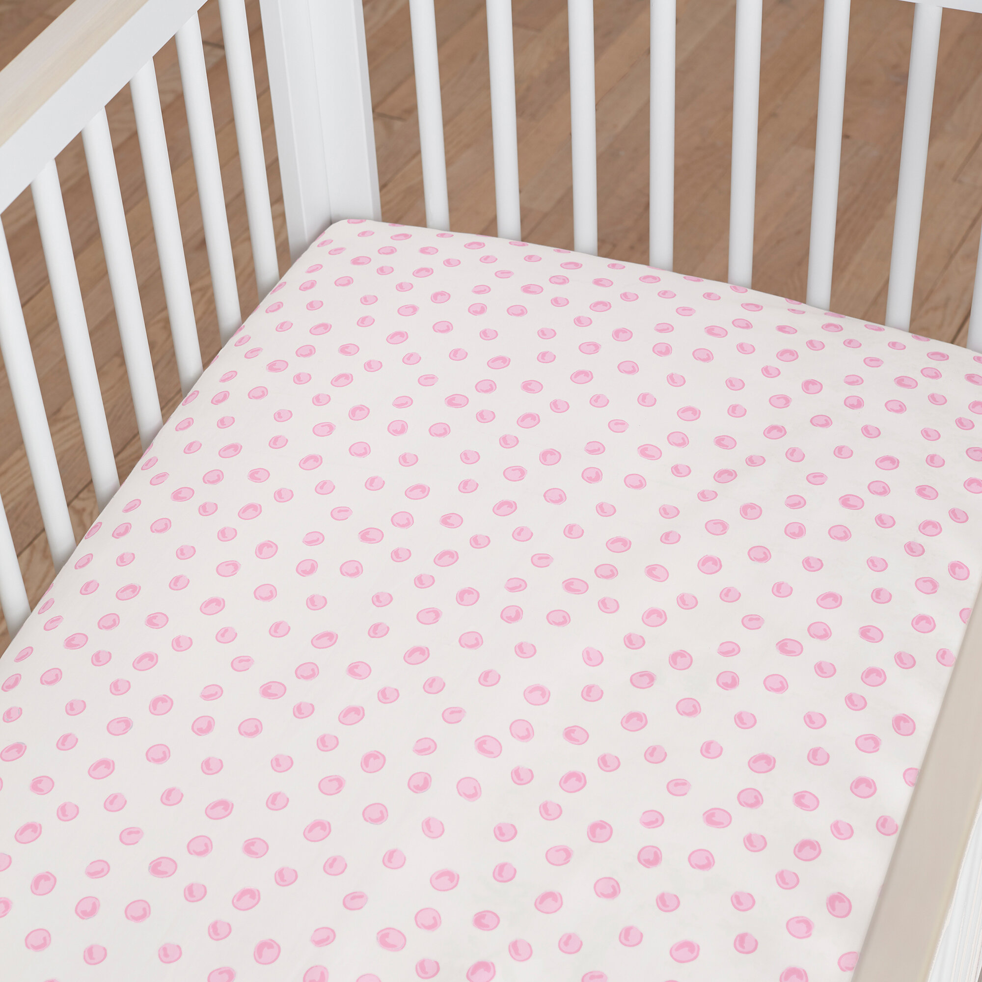 Just Born One World Collection Fitted Crib Sheet Blossom Dot