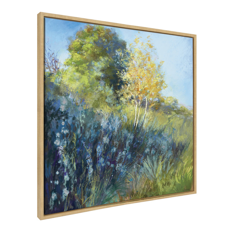 30x30 Scenic Soft Trees and Greenery - Floater Frame Print on Canvas Frame Color: Natural