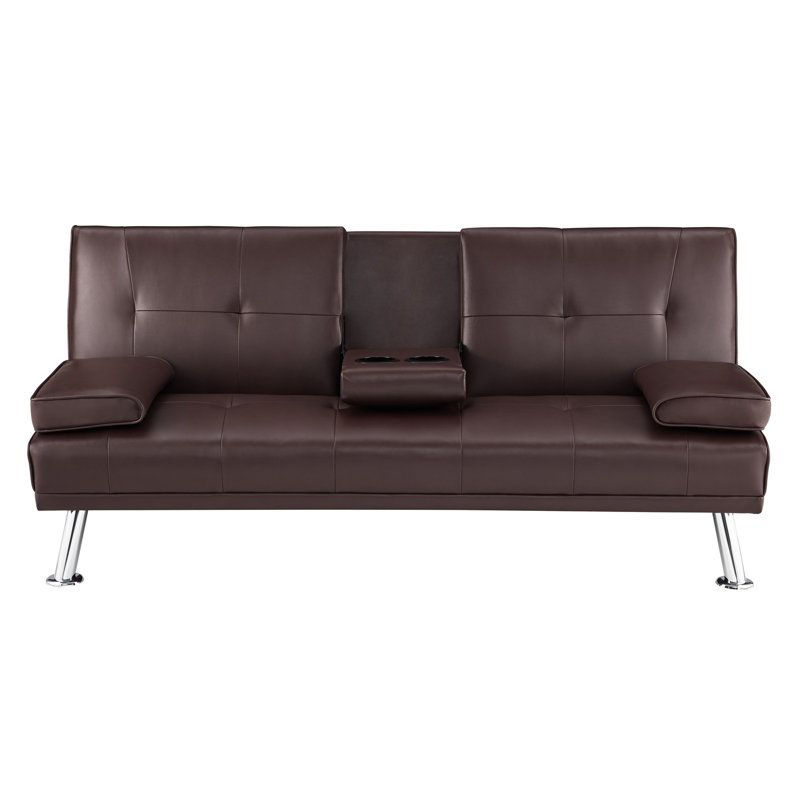 Armarion Convertible Faux Leather Futon Sofa Bed, Versatile Comfort with Customizable Positions Leather Type: Espresso Faux Leather