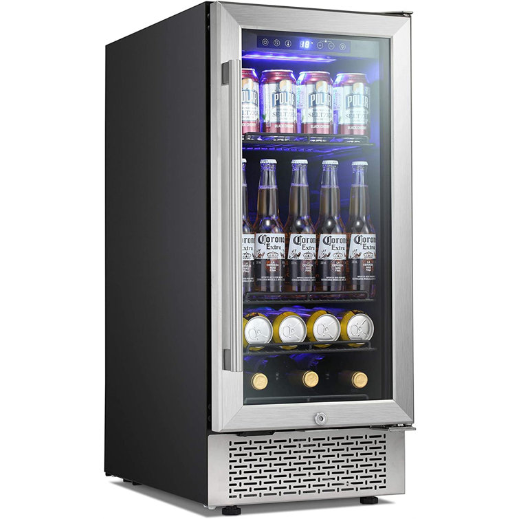 R W Flame 24 Inch Beverage Refrigerator Buit In Wine Cooler Glass Door Beer Soda Mini Fridge Digital Memory Temperature Control Led Light Quiet Compressor Energy Saving 28 Bottles Or 88 Cans Reviews Wayfair Ca