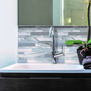 Stick On L Tiles Self Adhesive Wayfair Co Uk Milano 24 46cm X 29 34cm L Stick Mosaic Tile In Grey Silver