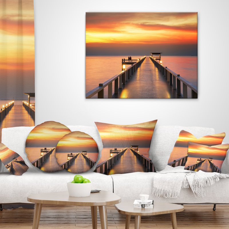 East Urban Home Pier Seascape Sky And Long Wooden Bridge Lumbar Pillow Wayfair