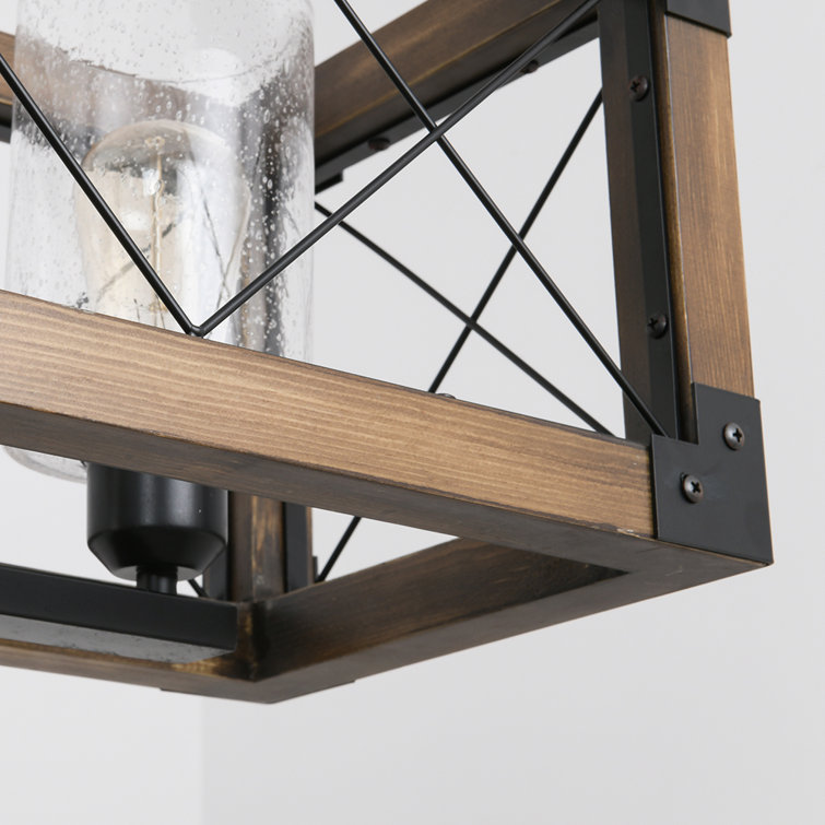 Lit 5 - Light Kitchen Island Linear Pendant with Wrought Iron Accents