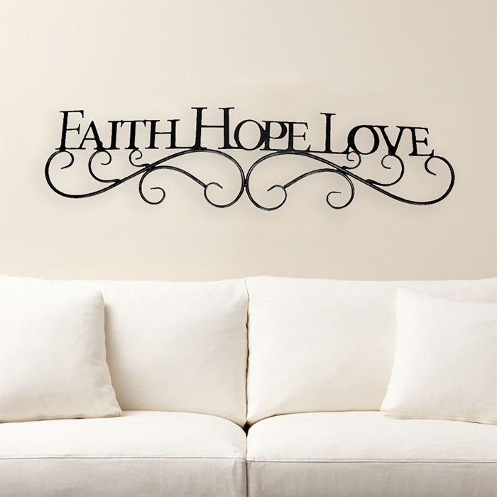 Winston Porter Metal Scroll Faith Hope Love Sign Wall Decor