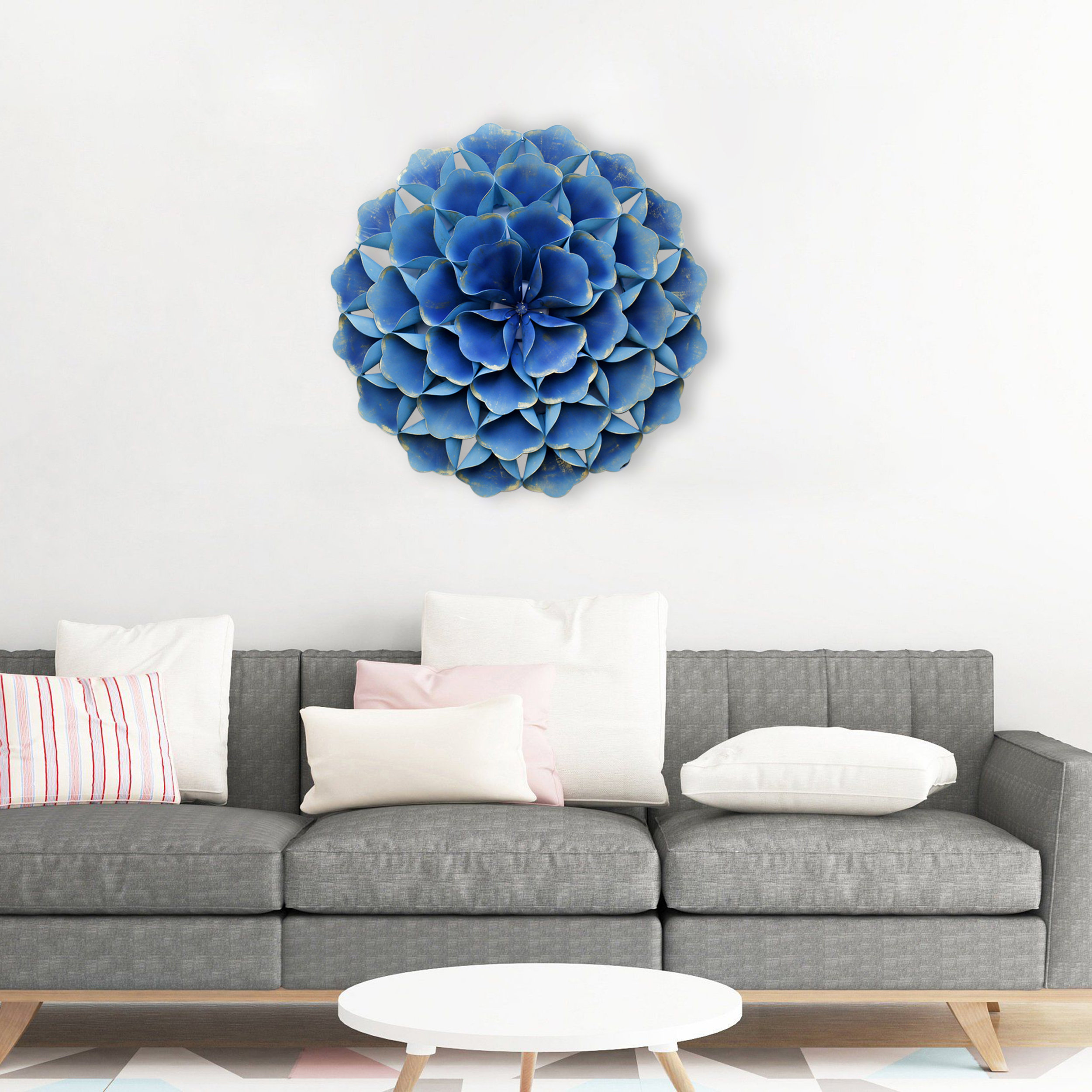 Bungalow Rose Metal Flower Wall Art Decor, 3D Large Flower Decorations